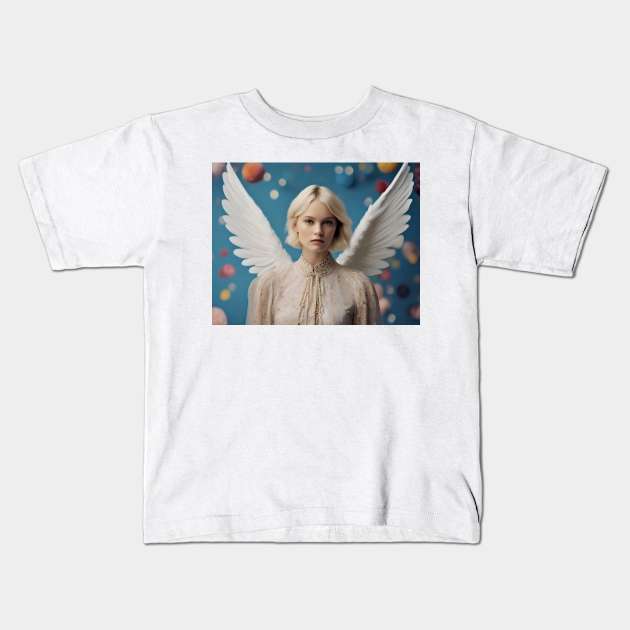 Angel on blue screen Kids T-Shirt by bogfl